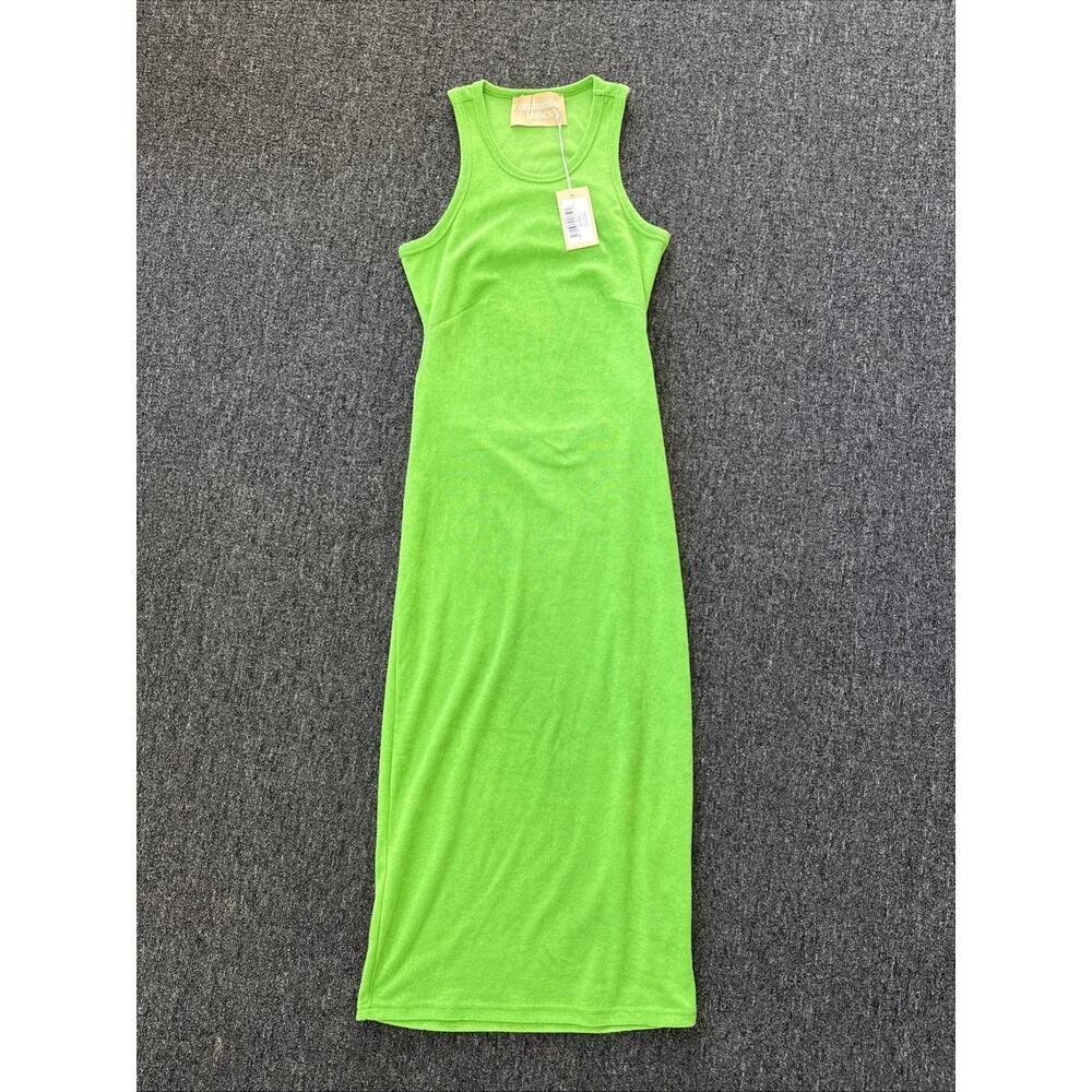Araminta James TCOUT-LA-10 Ibiza Terry Cutout Dress Light Apple Medium New
